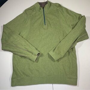 Tommy Bahama Mens Quarter Zip Jacket Sweater Lime Green Cotton Size Large